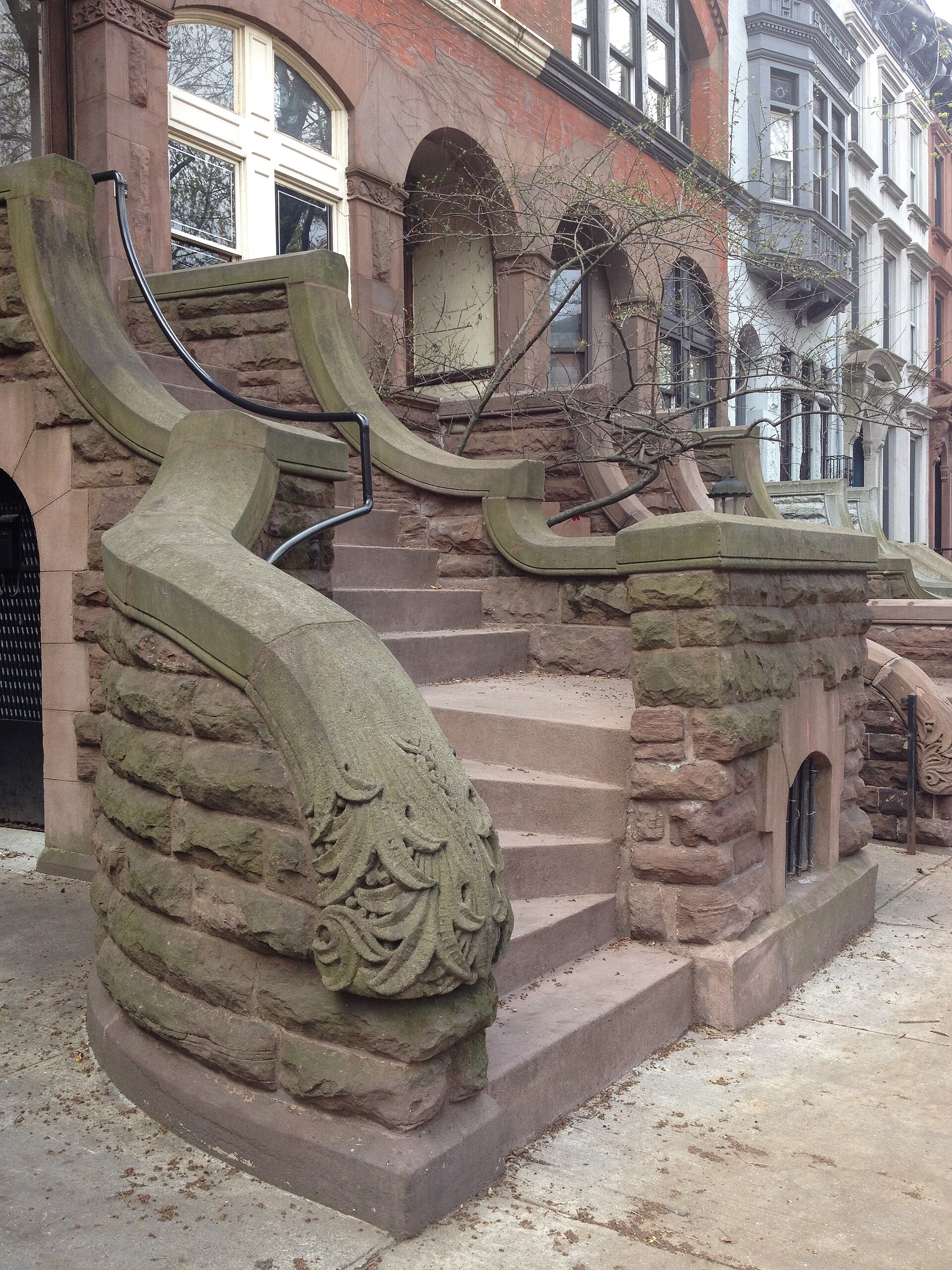 Brownstone stoop and staircase detail in Park Slope, Brooklyn